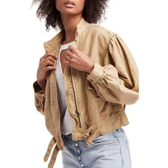 Free People Poet Jacket Sm Tan Aviator 